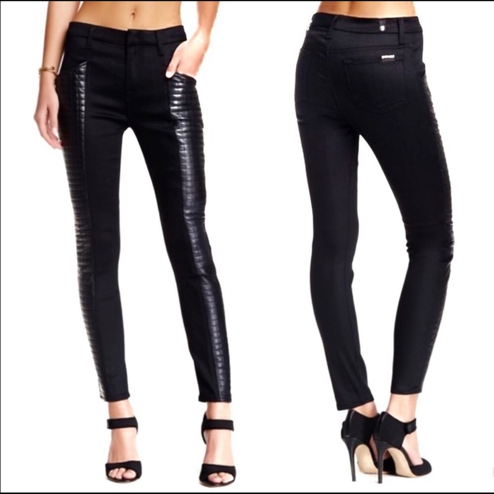 2 X HP 🎉 NWOT - 7 For All Mankind Quilted Lambskin Leather Panel Skinny Jeans